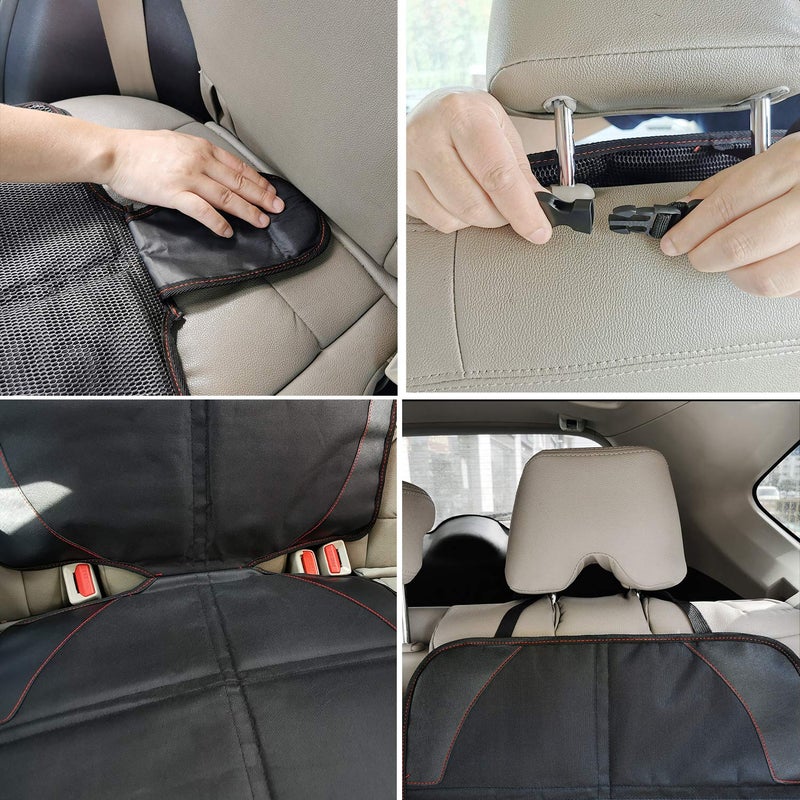 MORROLS Car Seat Protector for Child  Baby  Pets -1 Pack car seat Cover with Thick Padding- Waterproof Universal Size with Mesh Pockets (Black) - Image 4